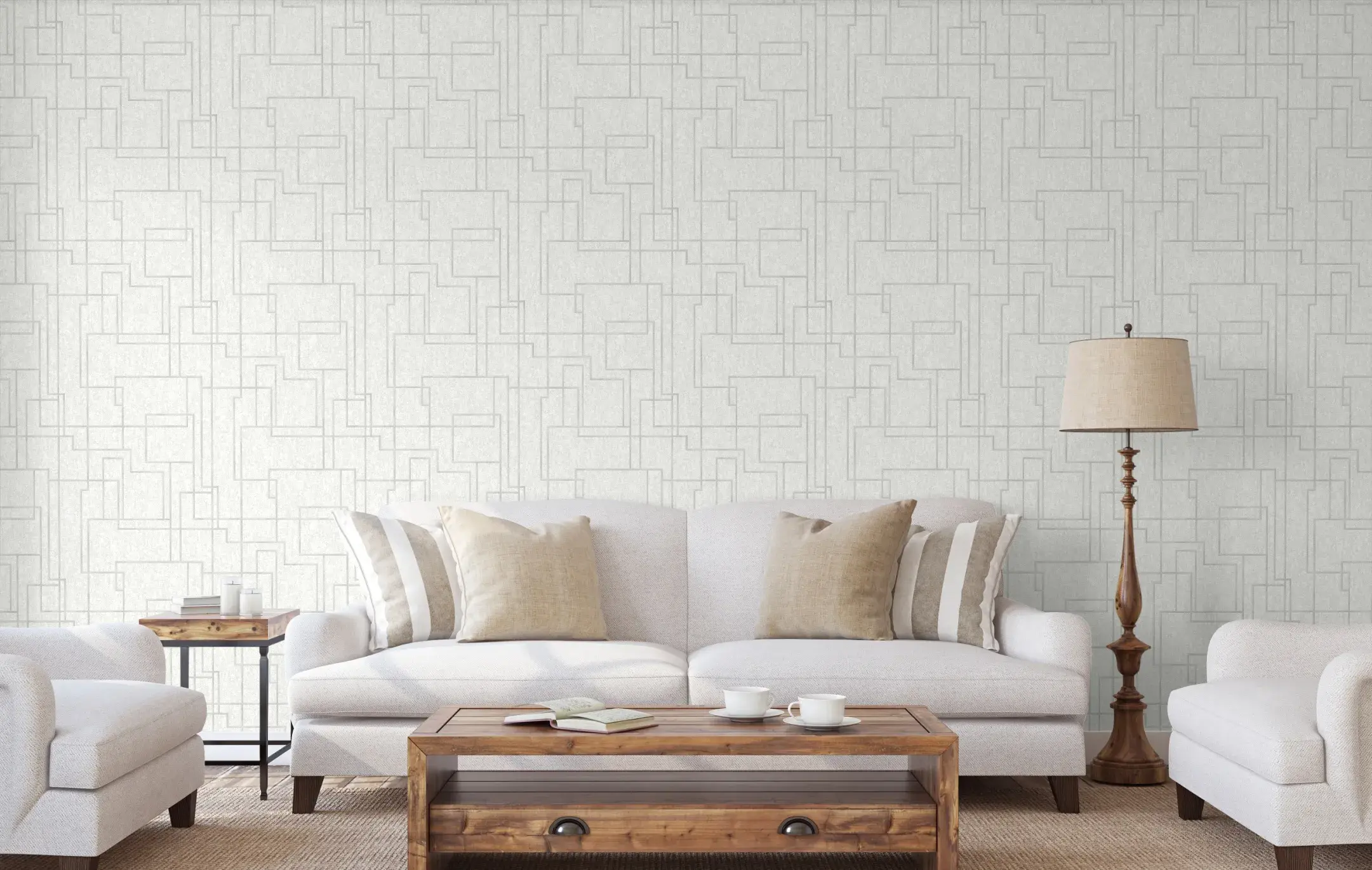 White Embossed Wallpaper – 3D Abstract (1202-1)