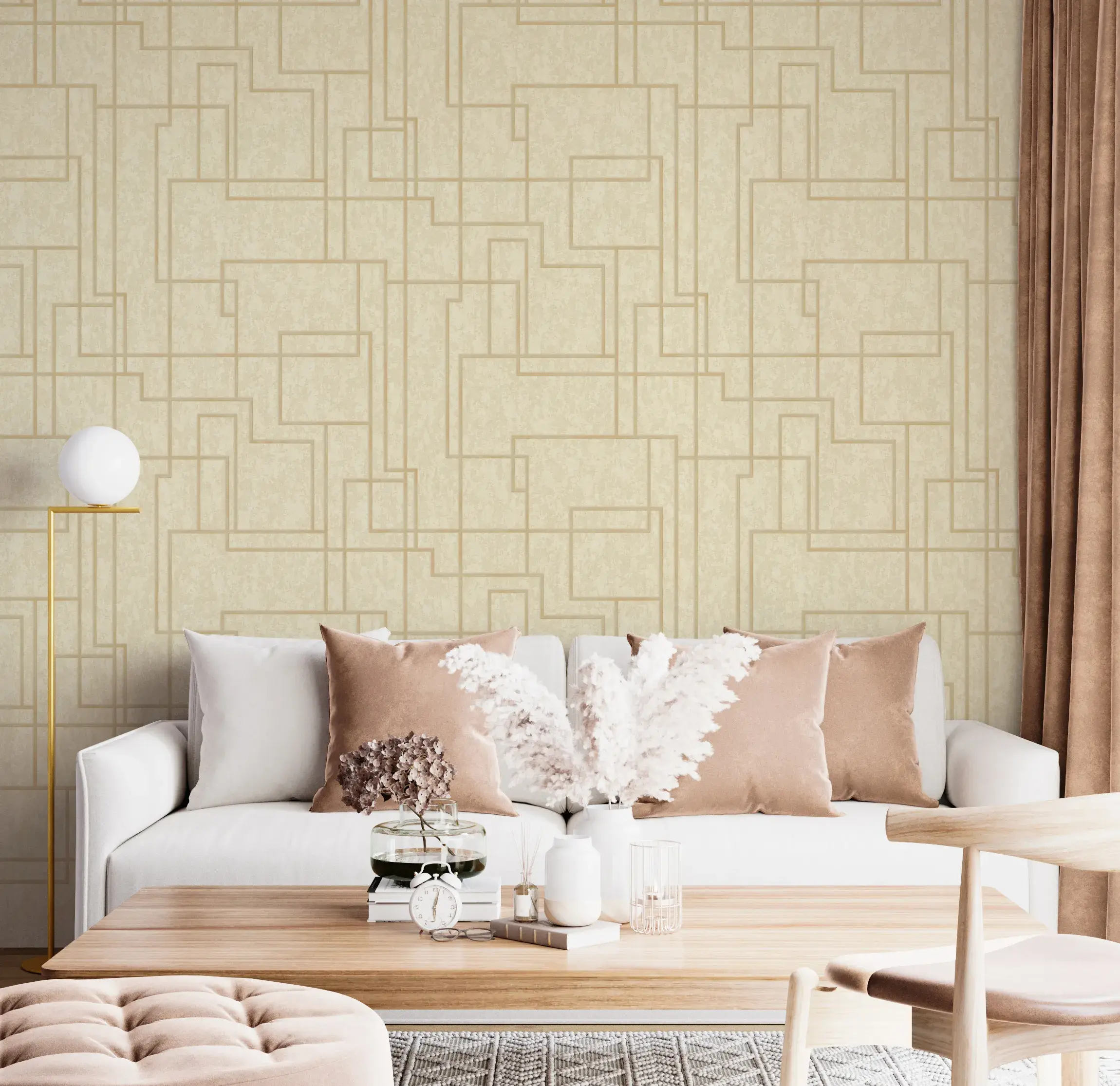 Beige Embossed Wallpaper – 3D Abstract (1202-2)