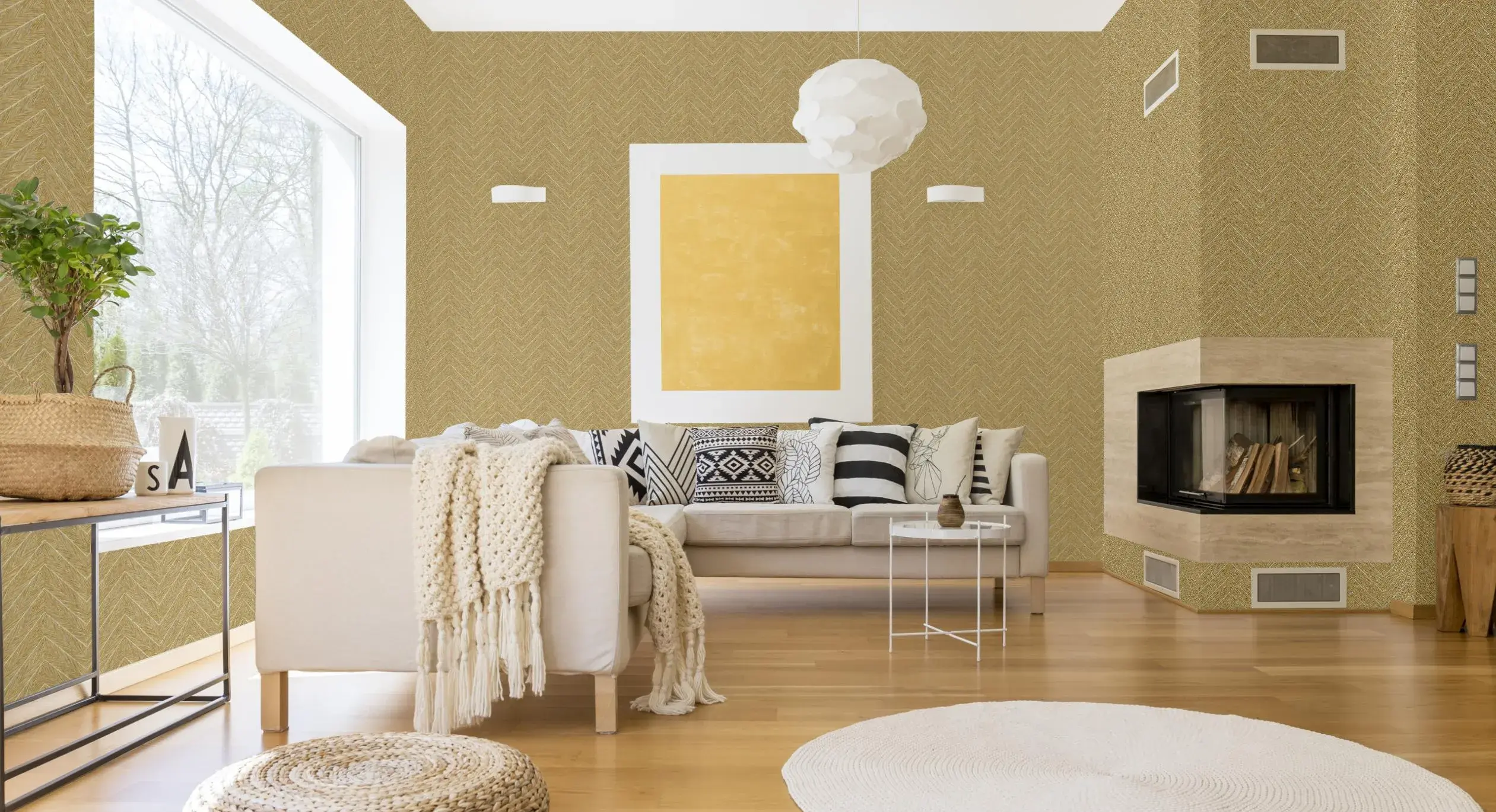 Gold Embossed Wallpaper – Geometric Dimension (1204-5)
