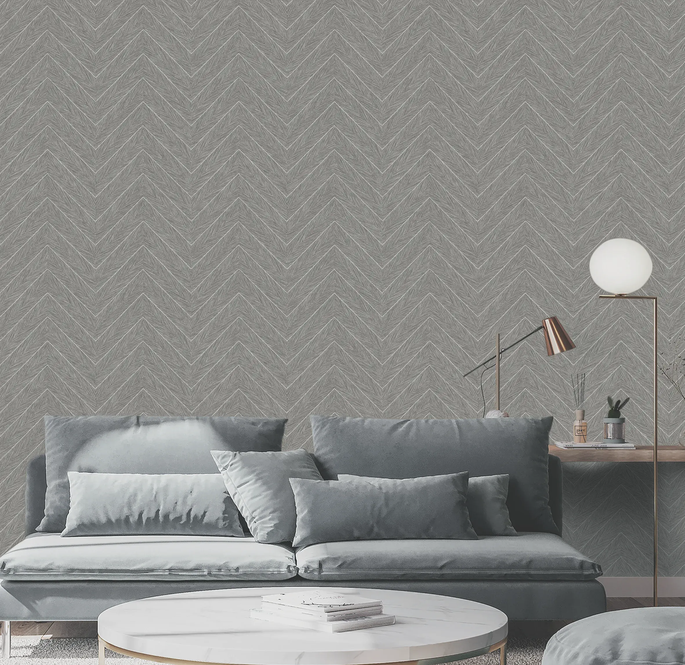 Gray Embossed Wallpaper – Geometric Shimmering (1204-6)