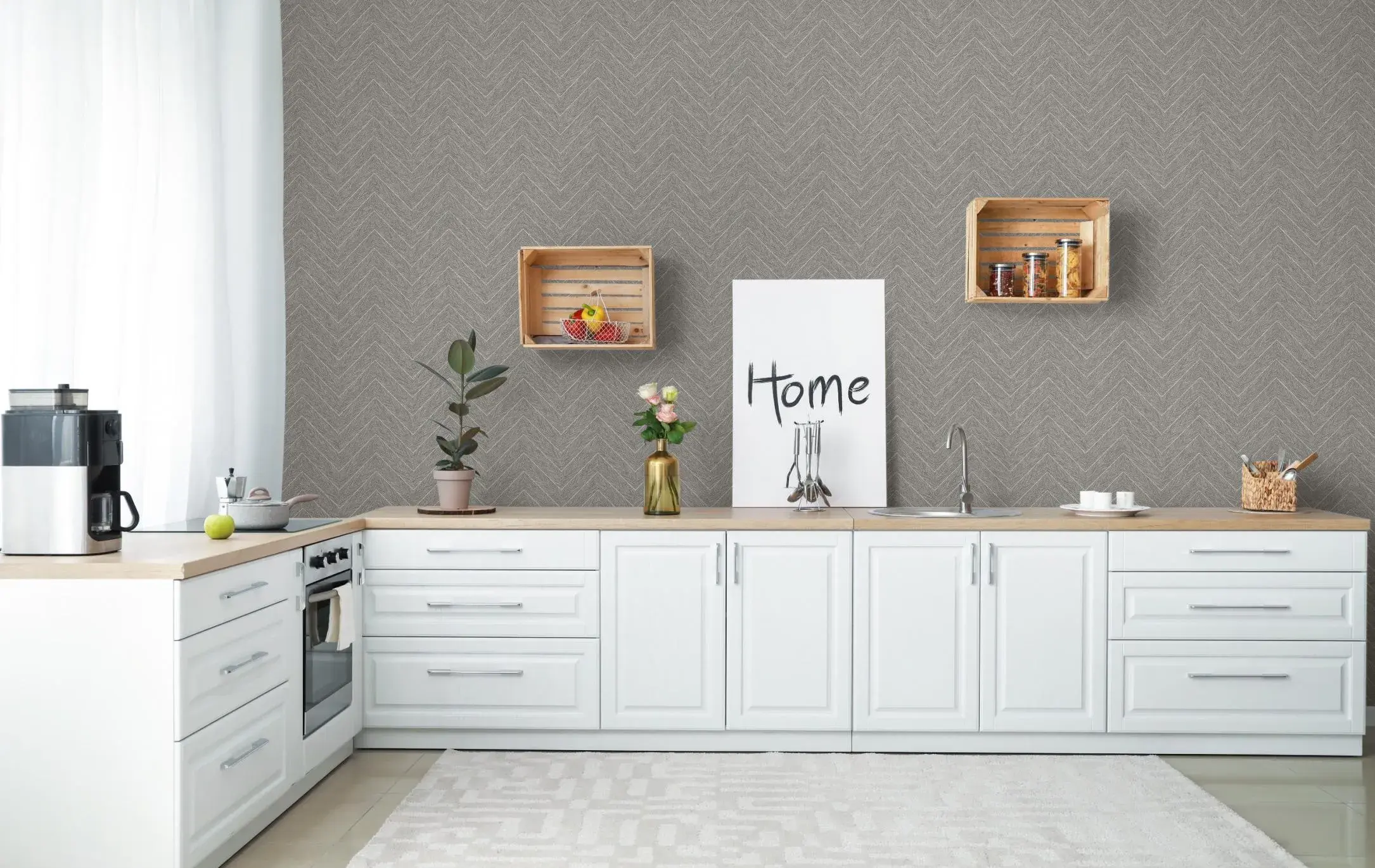 Gray Embossed Wallpaper – Geometric Shimmering (1204-6)