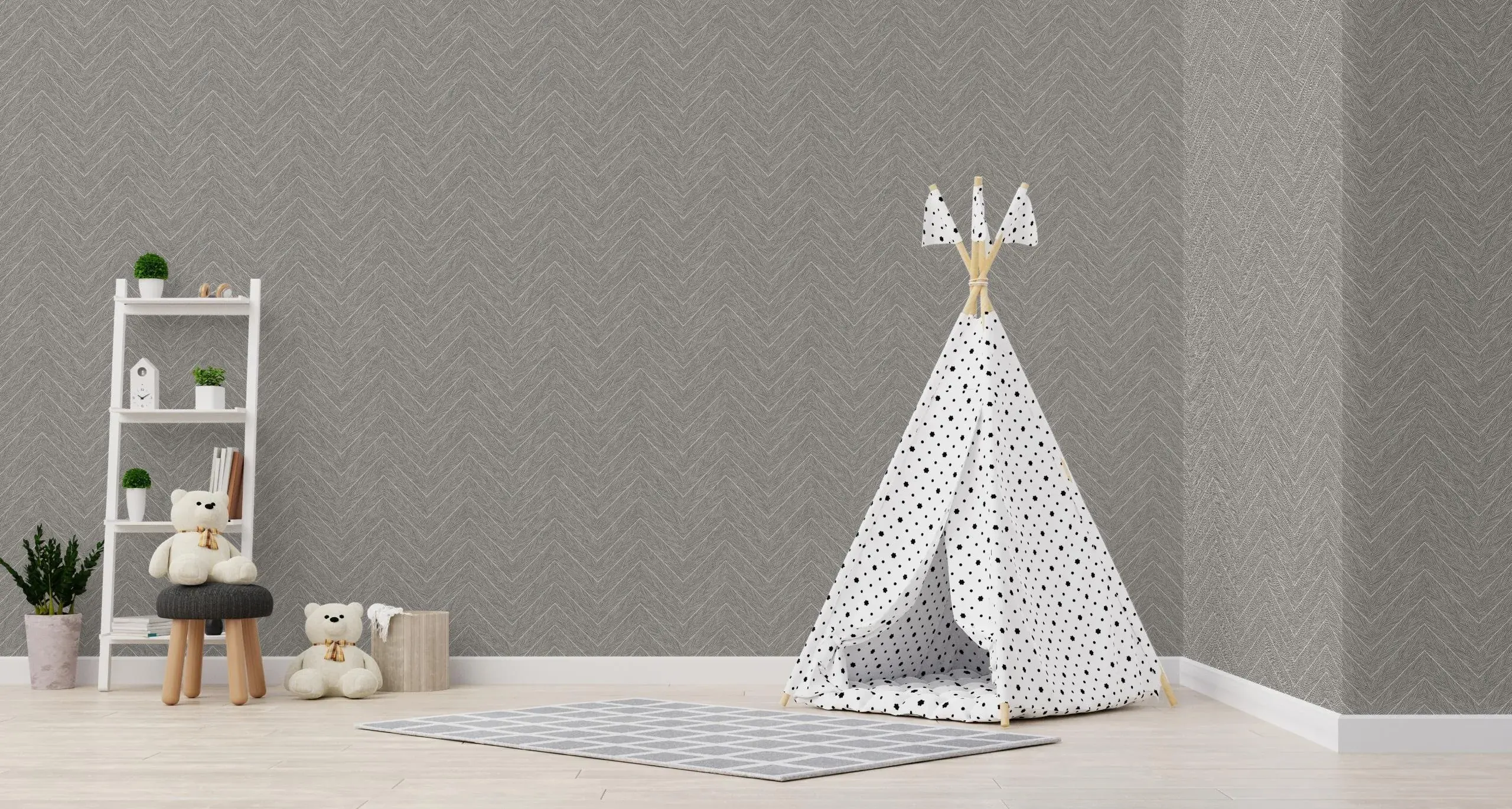 Gray Embossed Wallpaper – Geometric Shimmering (1204-6)