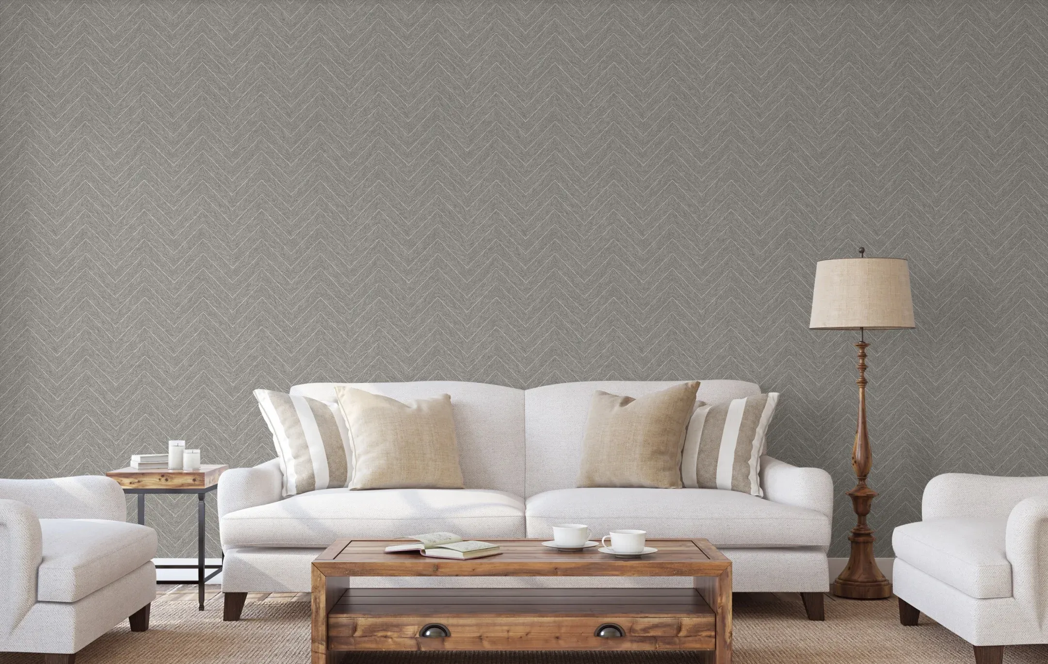 Gray Embossed Wallpaper – Geometric Shimmering (1204-6)