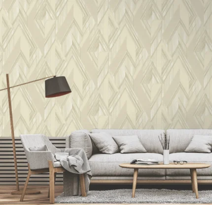 Cream Embossed Wallpaper – Dimensional Zigzag (1205-1)