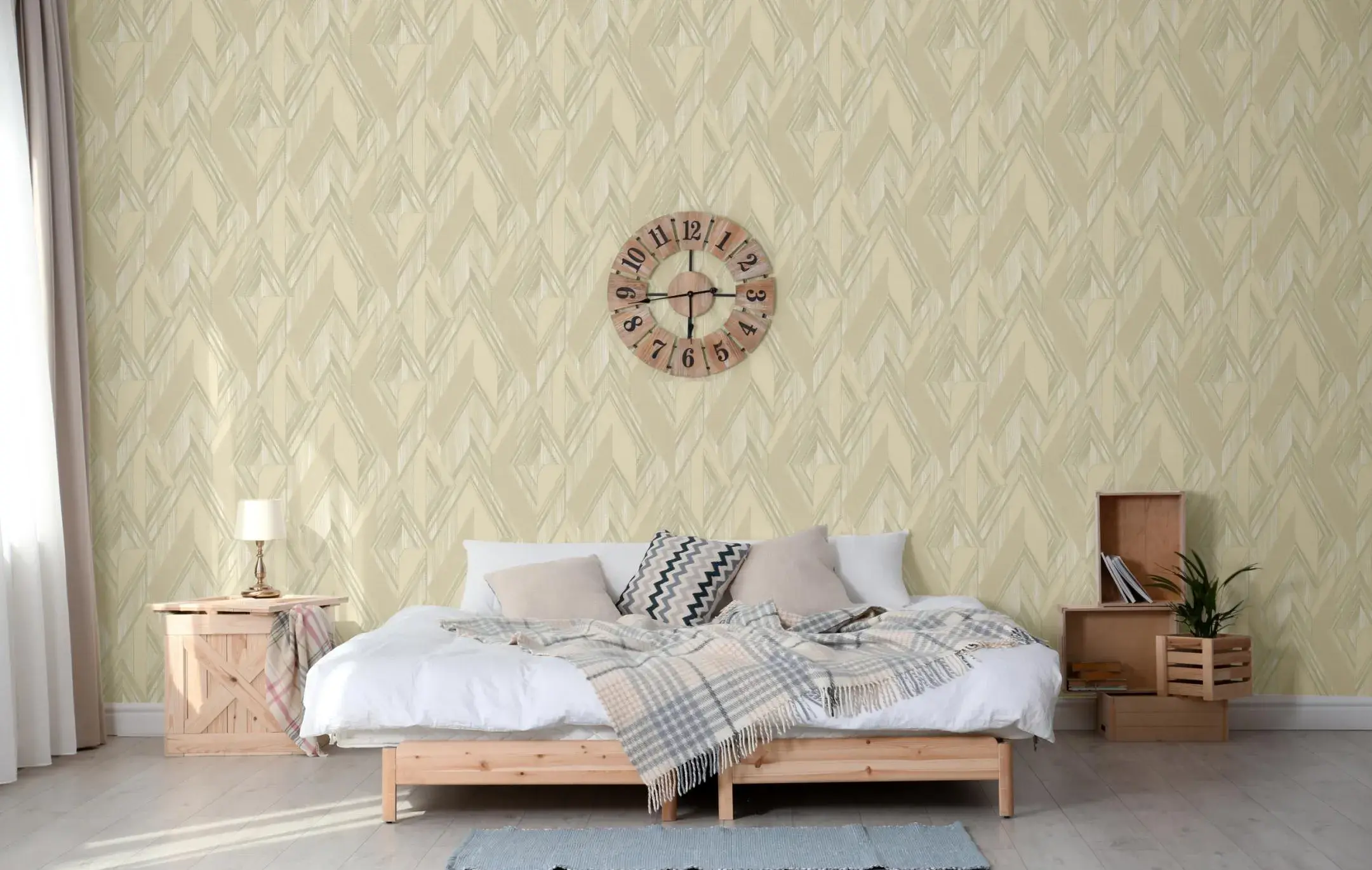 Cream Embossed Wallpaper – Dimensional Zigzag (1205-1)