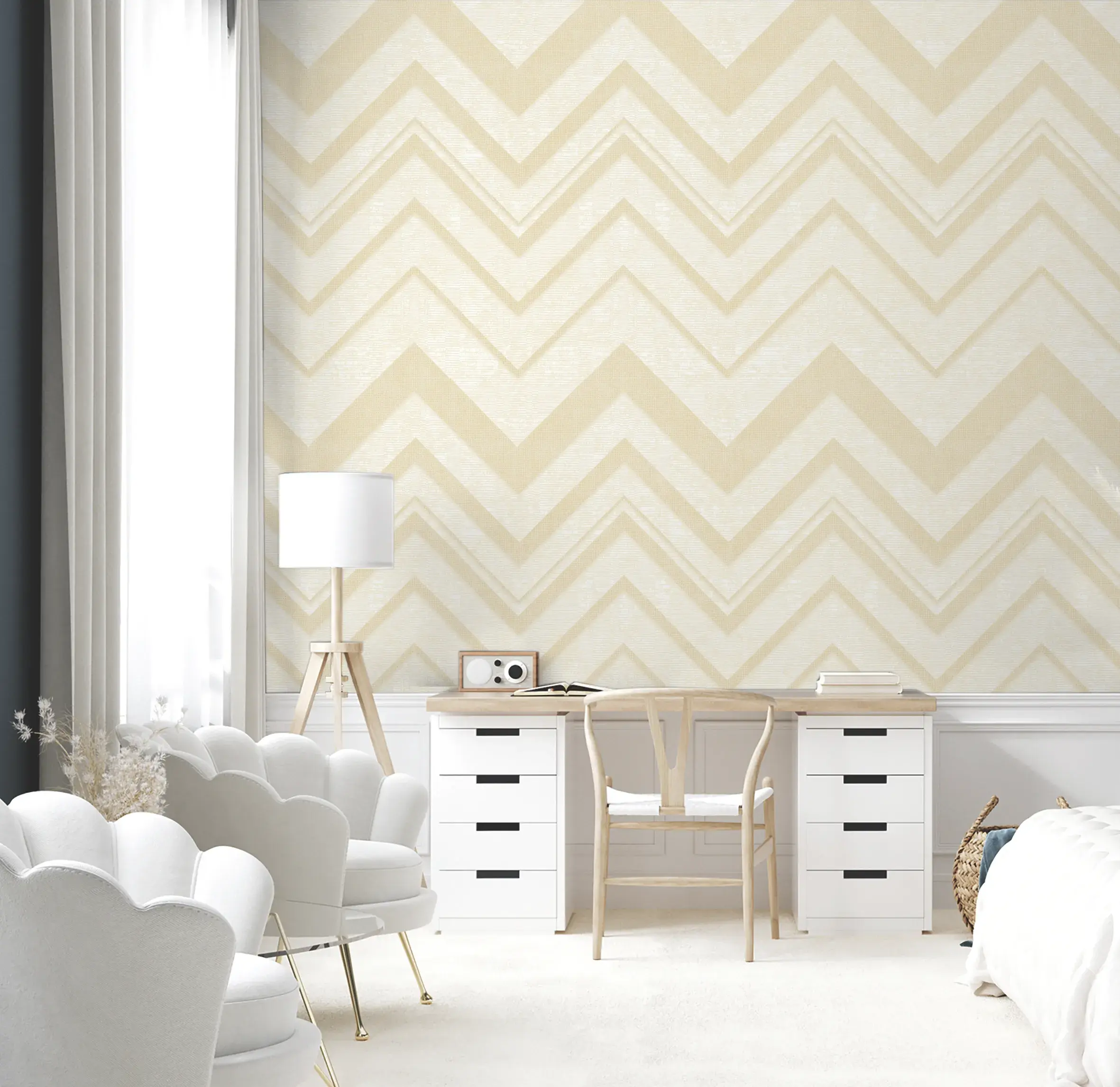 Beige Embossed Wallpaper – Upscale Aesthetic (1207-3)