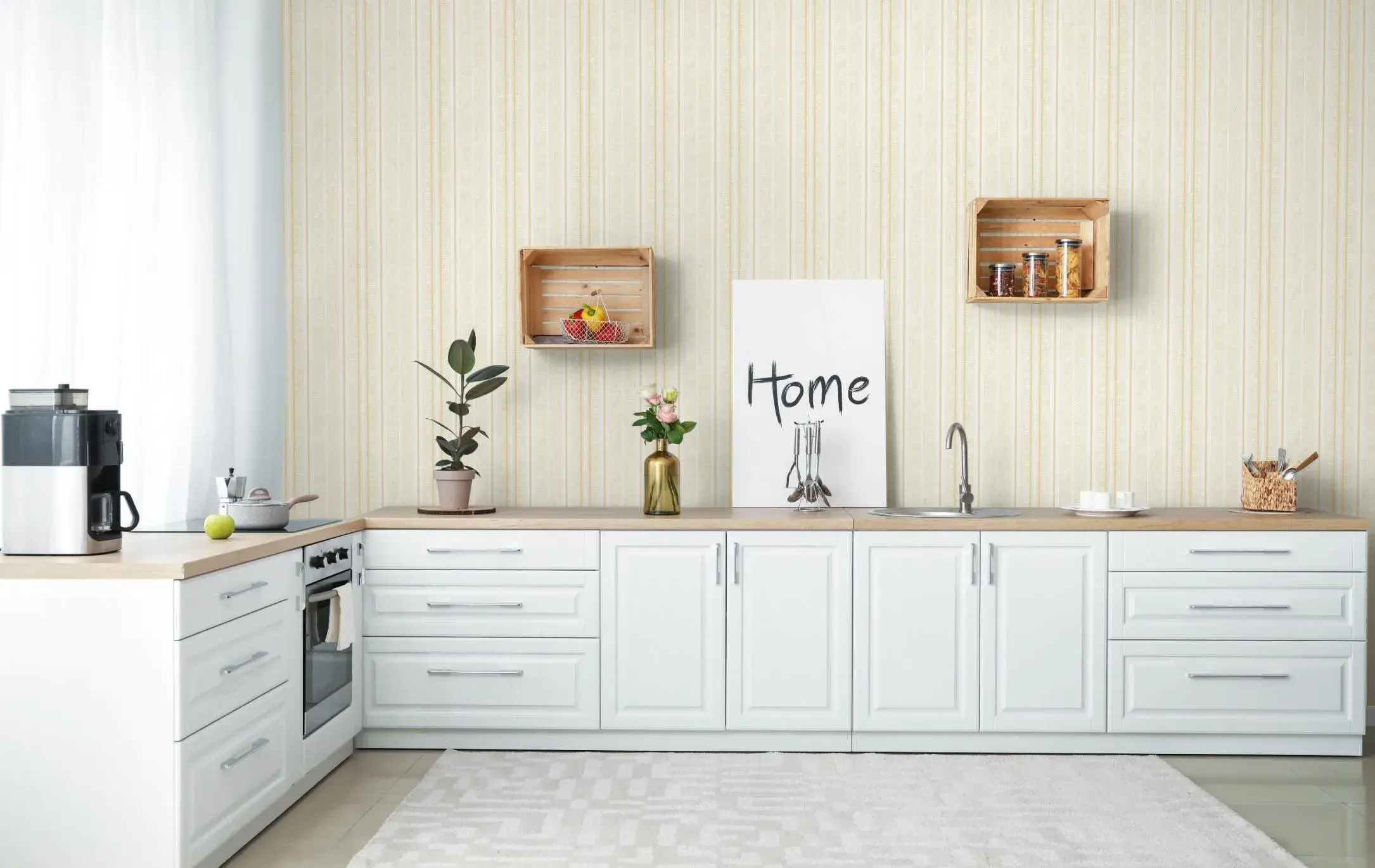 Beige Embossed Wallpaper – Gold Stripes (1208-1)