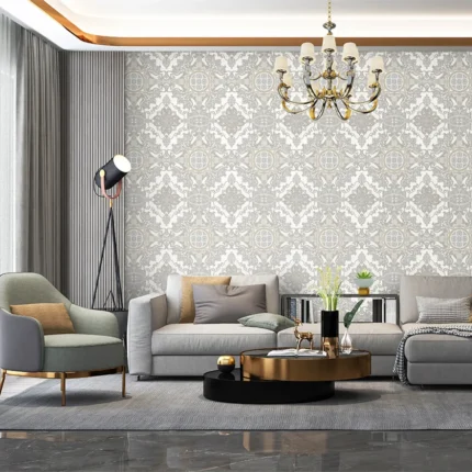 Gray Embossed Wallpaper – Velvet-Like Texture (1301-2)