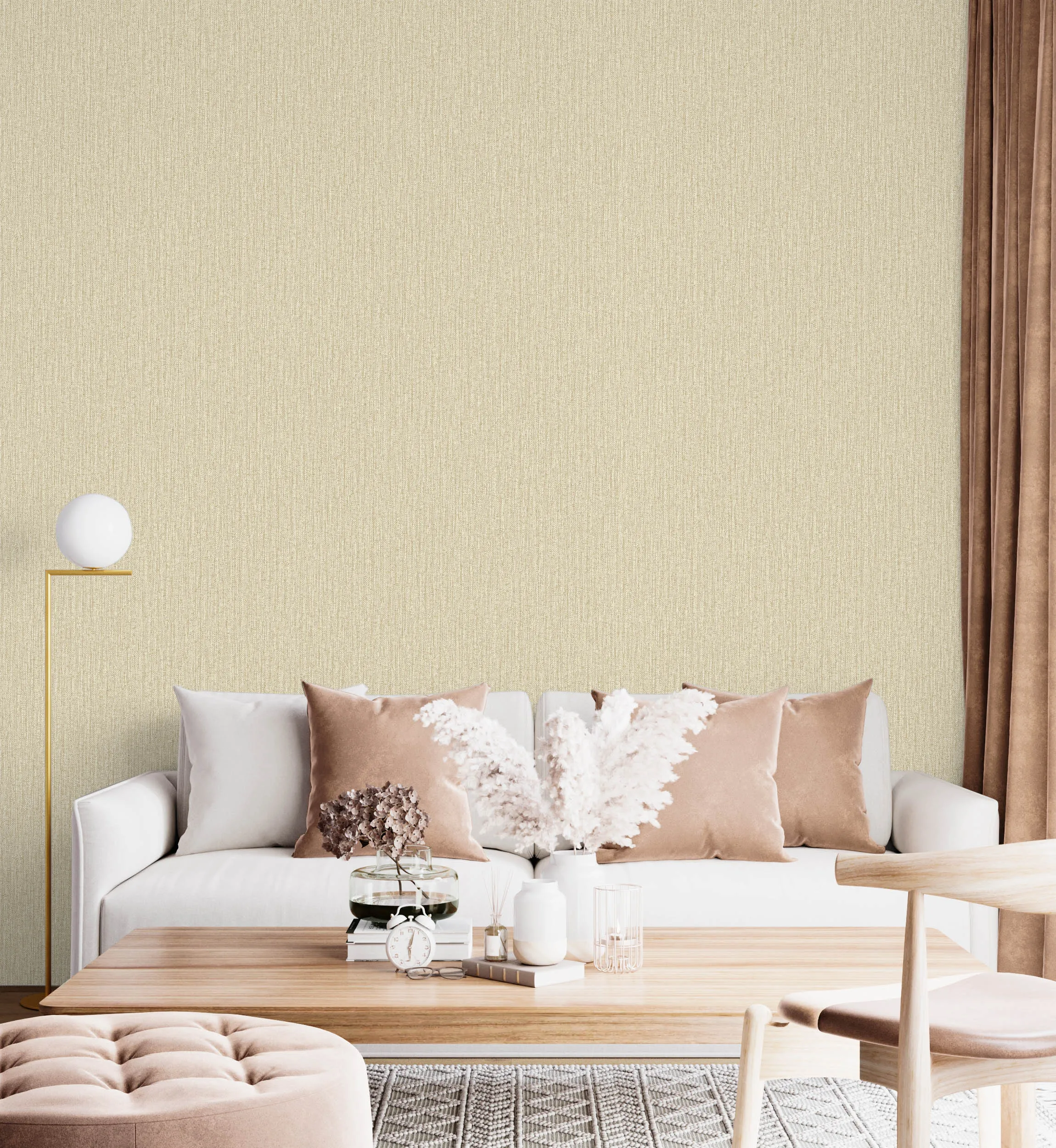 Beige Embossed Wallpaper – Silver Accents (1302-4) Beige Embossed Wallpaper – Silver Accents (1302-4)
