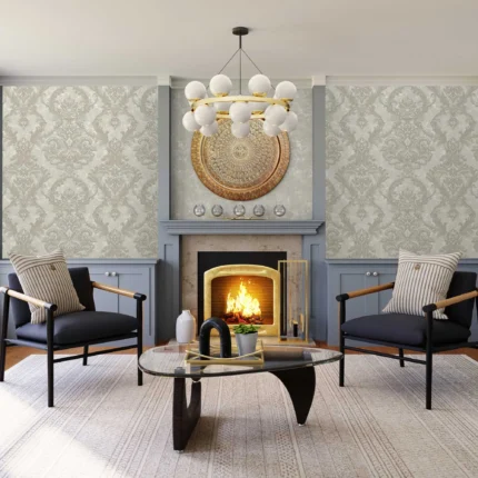 Beige Embossed Wallpaper – Flocked Shimmer (1303-2)