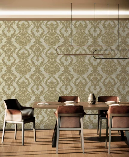 Cream Embossed Wallpaper – Victorian Flocked (1303-3)