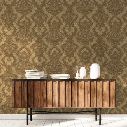 Tan Embossed Wallpaper – Flocked Shimmer (1303-4)