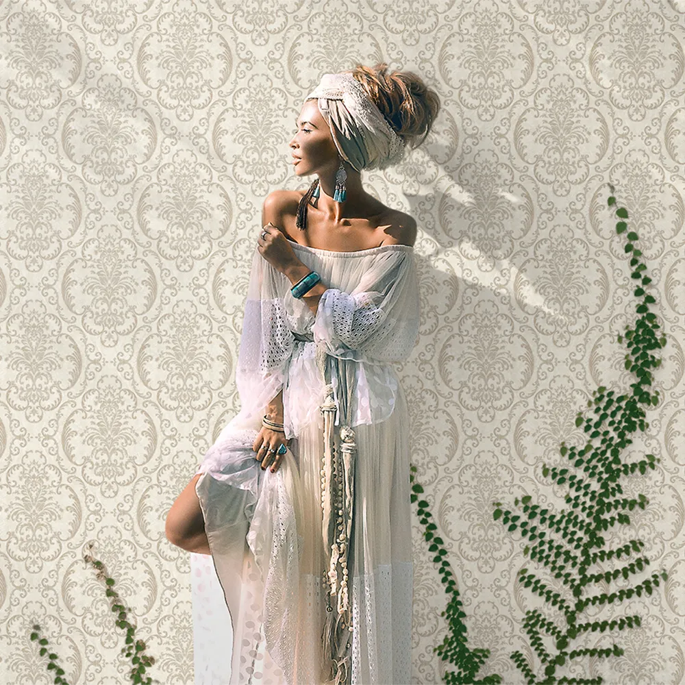 Cream Embossed Wallpaper – Glittering Accents (1312-2) Cream Embossed Wallpaper – Glittering Accents (1312-2)