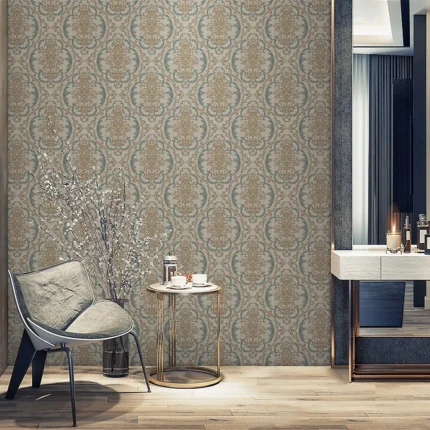 Gray Embossed Wallpaper – Glittering Fabric-Like (1312-3)
