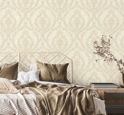 Cream Embossed Wallpaper – 3D Shimmering (1401-2)