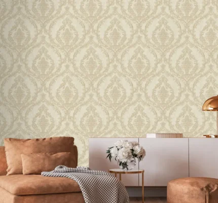 Beige Embossed Wallpaper – Shimmering Gold (1401-4)