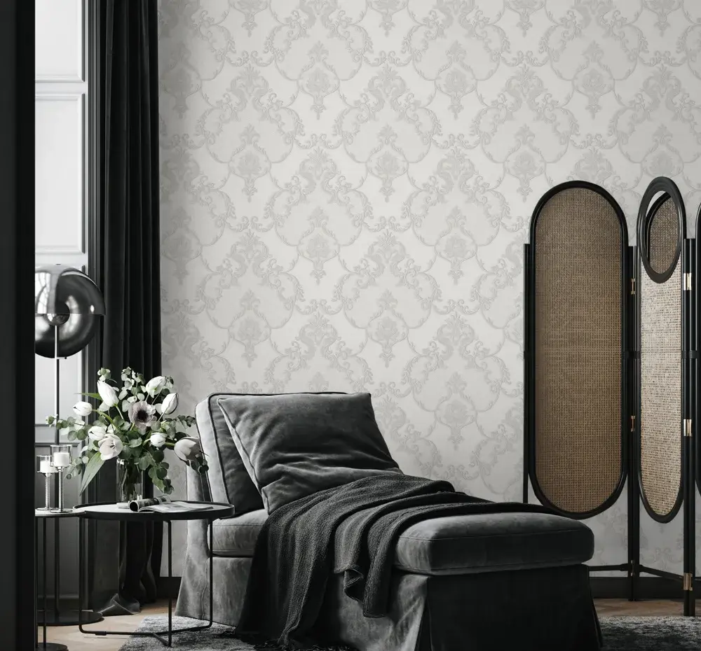 White Embossed Wallpaper – Sparkling Glamour (1403-2) White Embossed Wallpaper – Sparkling Glamour (1403-2)