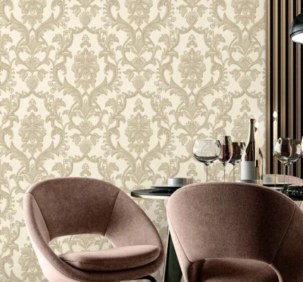 Cream Embossed Wallpaper – Fabric-Like Flocked (1407-2)
