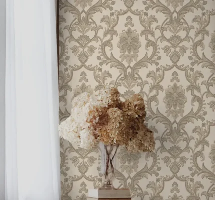 Beige Embossed Wallpaper – Ornate Fabric-Like (1407-4)