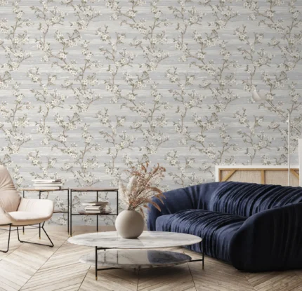 Gray Embossed Wallpaper – Botanical Blossom (1505-1)