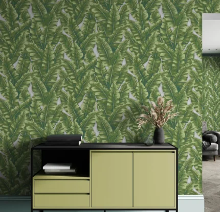 Green Embossed Wallpaper – Tropical Escape (1507-3)