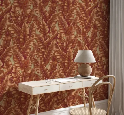 Red Embossed Wallpaper – Tropical Botanicals (1507-4)