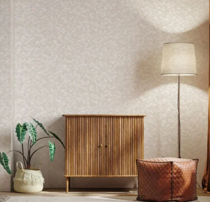 Beige Embossed Wallpaper – Braided Geometric (1511-2)