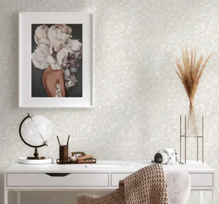 White Embossed Wallpaper – Asymmetrical Depth (1512-1)