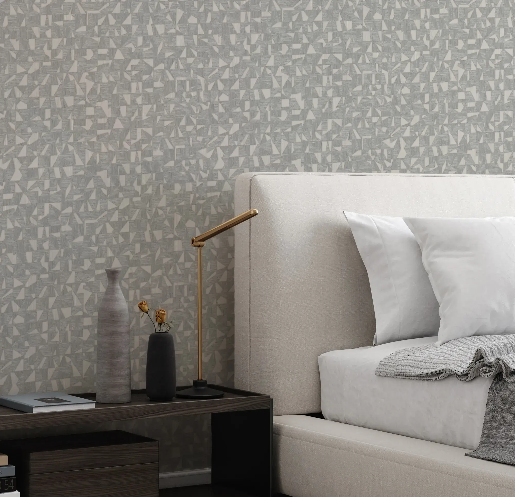 Gray Embossed Wallpaper – Asymmetrical Design (1512-3) Gray Embossed Wallpaper – Asymmetrical Design (1512-3)