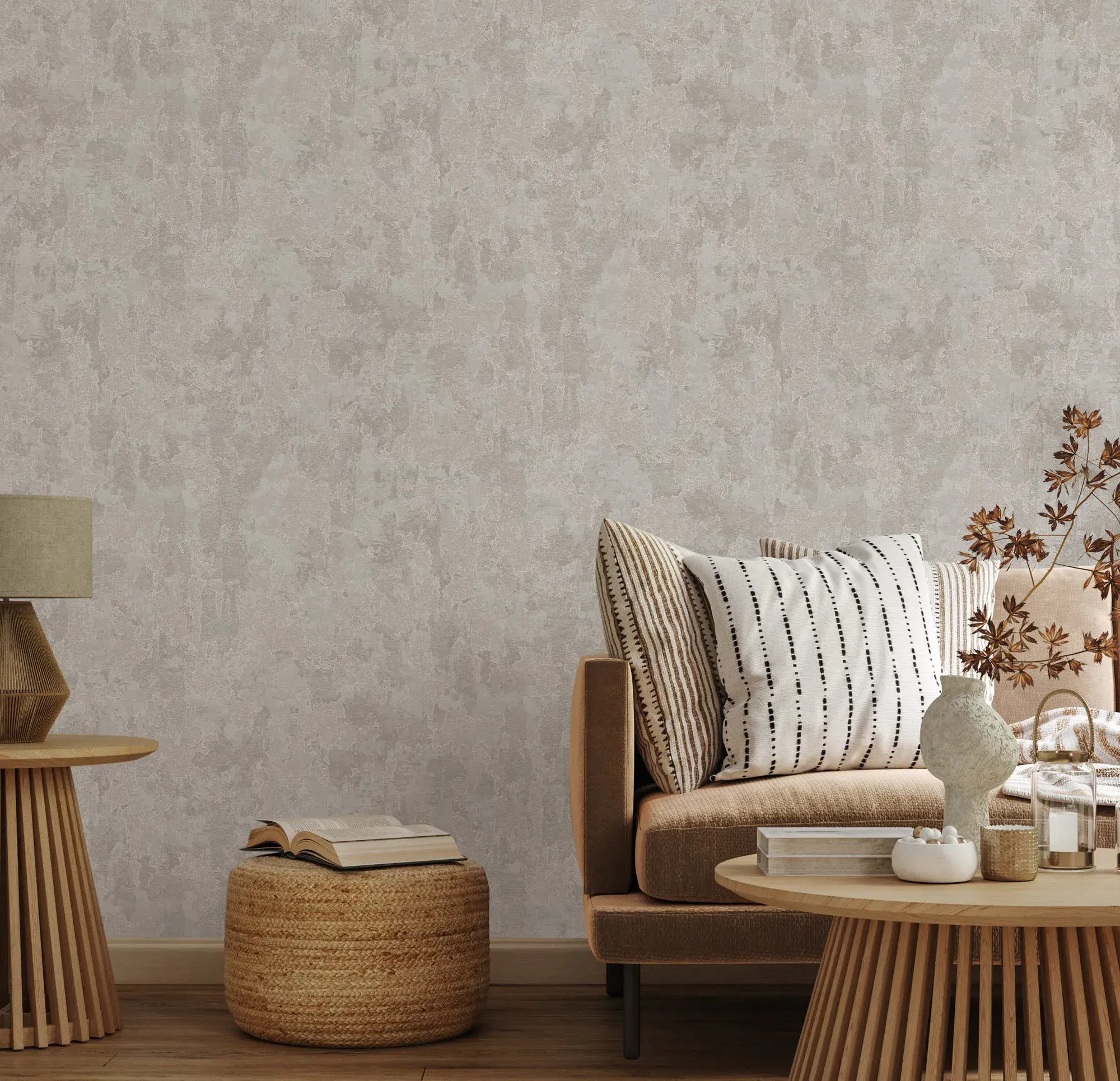 Beige Embossed Wallpaper – Rustic Industrial (1513-2) Beige Embossed Wallpaper – Rustic Industrial (1513-2)