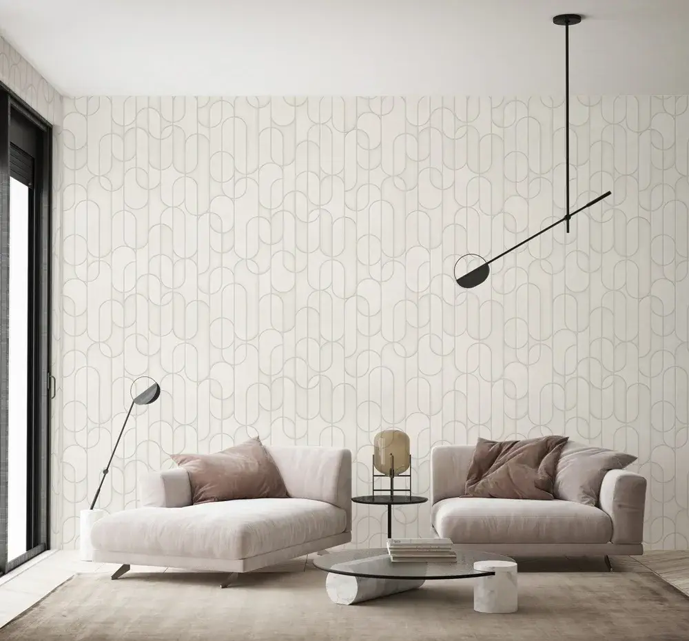 White Embossed Wallpaper – Velvet Flocked (1514-1)