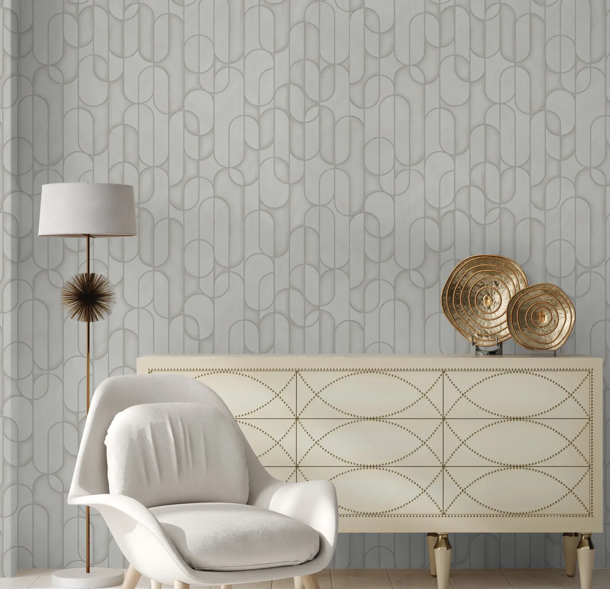 Gray Embossed Wallpaper – Velvet Flocked (1514-3)