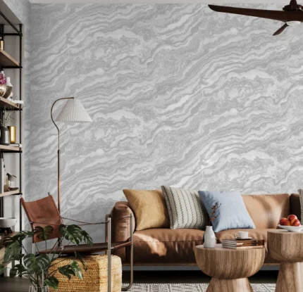 Gray Embossed Wallpaper – Marbled Textures (23102-2)