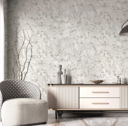 White Embossed Wallpaper – 3D Shiny (23103-1)