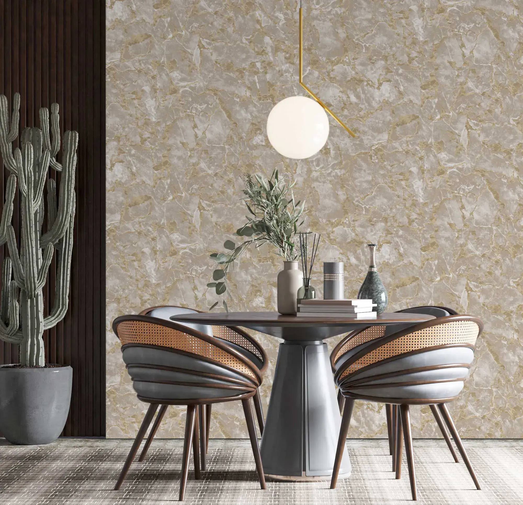 Beige Embossed Wallpaper – Timeless Beauty (23103-2)