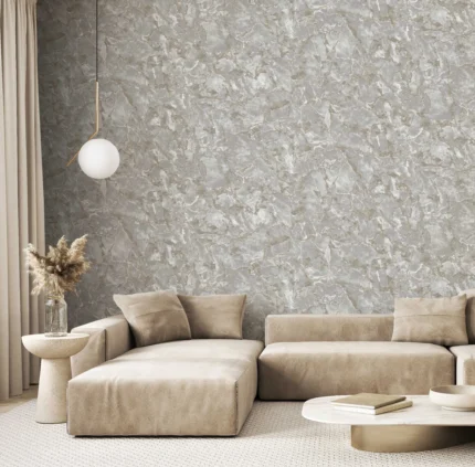 Gray Embossed Wallpaper – Shiny Textured (23103-3)