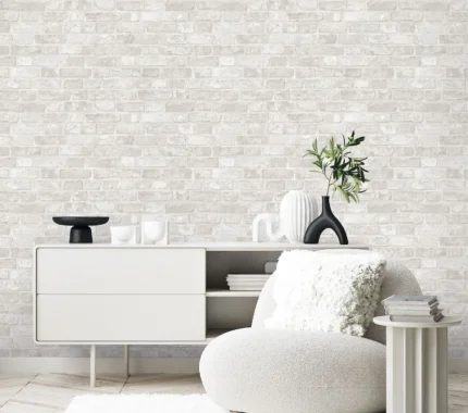 White Embossed Wallpaper – 3D Texturing (23104-1)