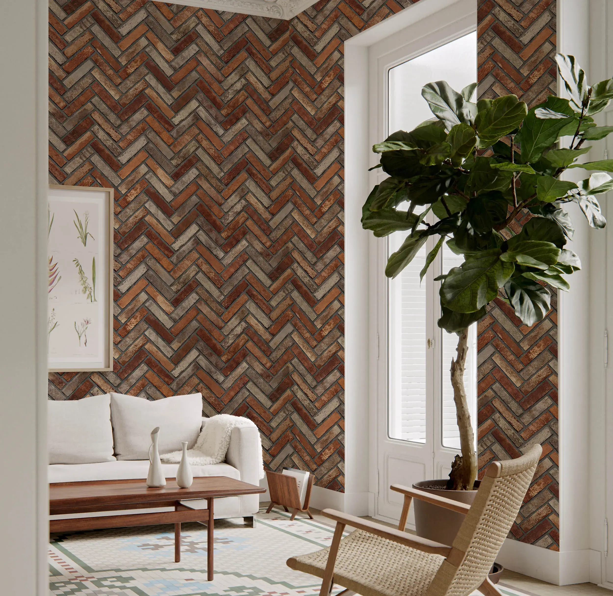 Brown Embossed Wallpaper – Chevron Blocking (23105-4) Brown Embossed Wallpaper – Chevron Blocking (23105-4)