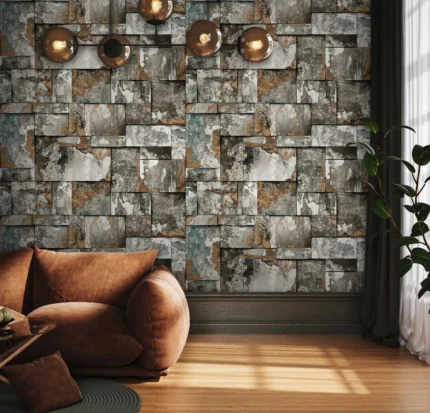 Gray Embossed Wallpaper – 3D Industrial (23106-3)