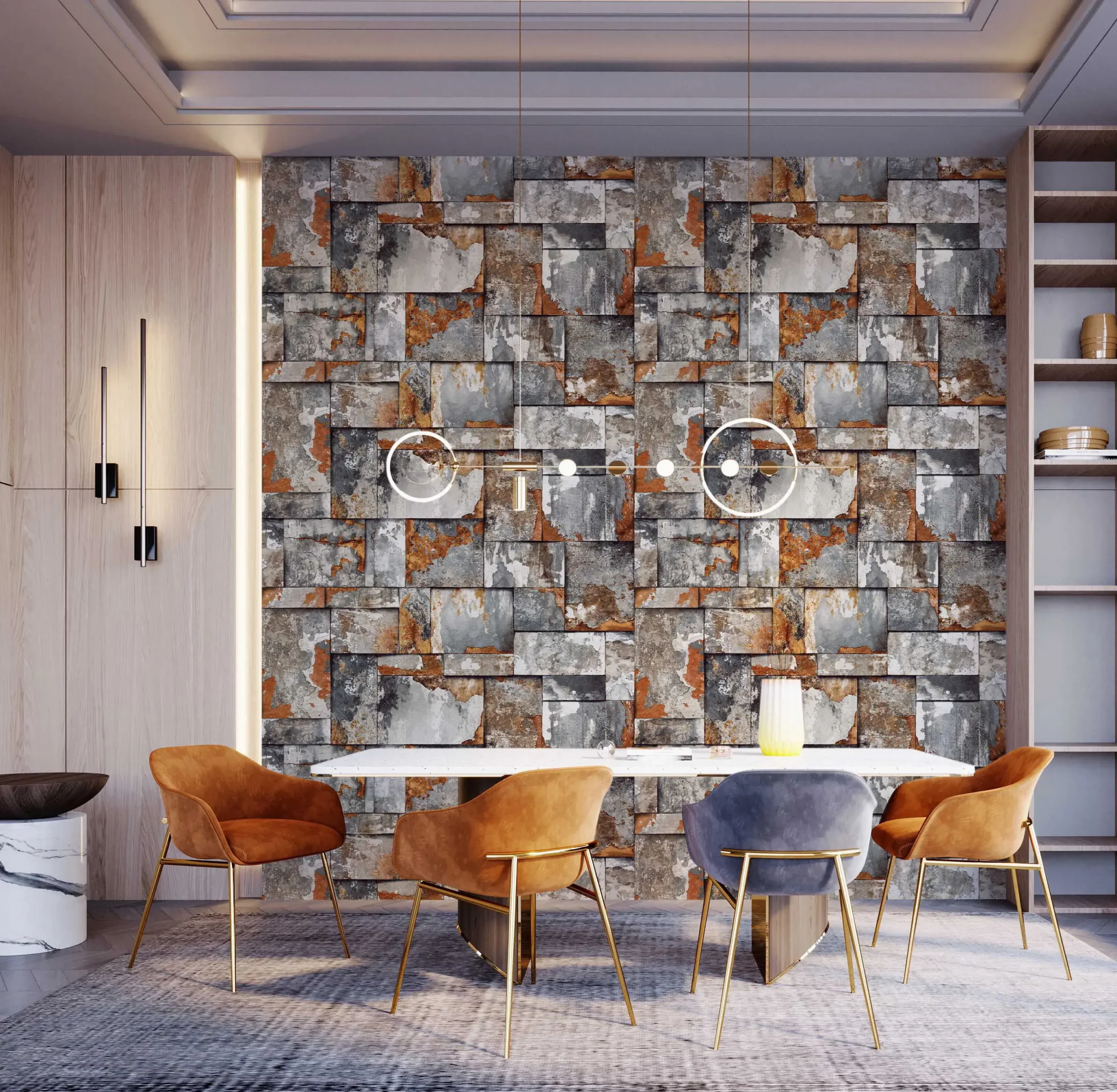 Gray Embossed Wallpaper – Industrial Sophistication (23106-4)