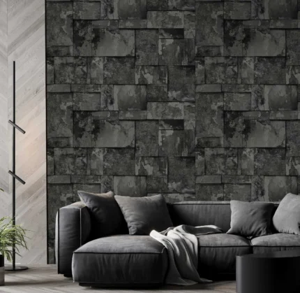 Gray Embossed Wallpaper – Industrial Sophistication (23106-5)