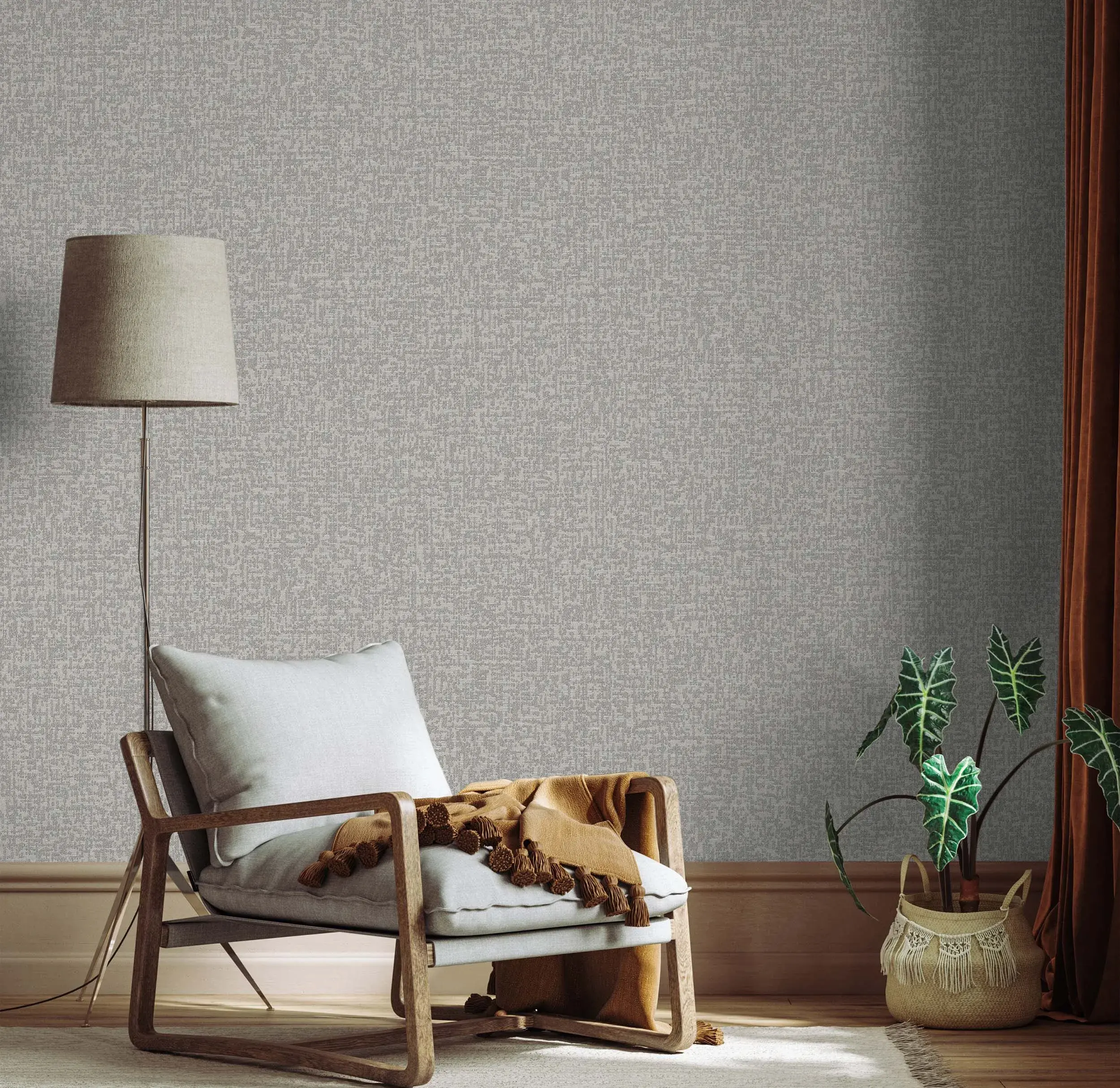 Gray Embossed Wallpaper – Silver Metallic (23109-3)