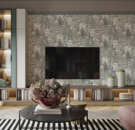 Gray Embossed Wallpaper – Architectural Realism (23115-2)