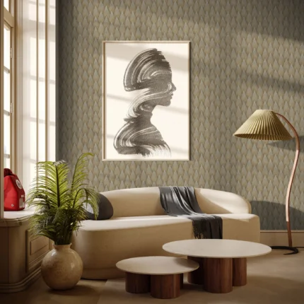 Tan Embossed Wallpaper – 3D Textured Line Art (23202-5)