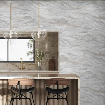 White Embossed Wallpaper – Stone Marbled (23207-1)