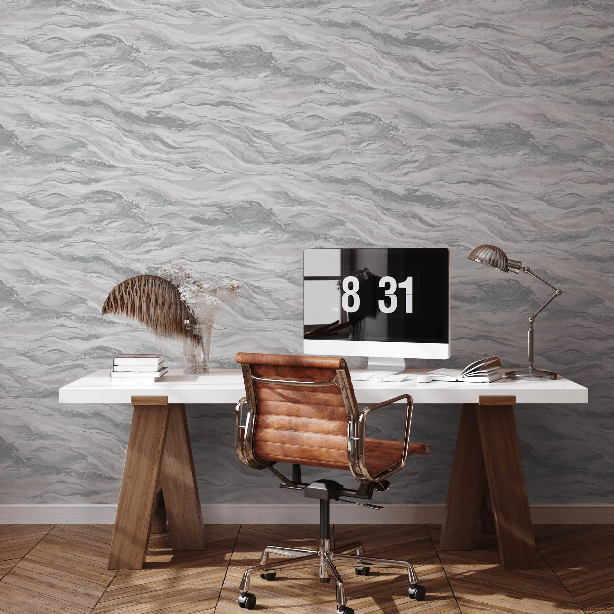 White Embossed Wallpaper – Marbled Stone (23207-2) White Embossed Wallpaper – Marbled Stone (23207-2)