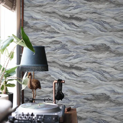 Gray Embossed Wallpaper – Stone Marbled (23207-3)