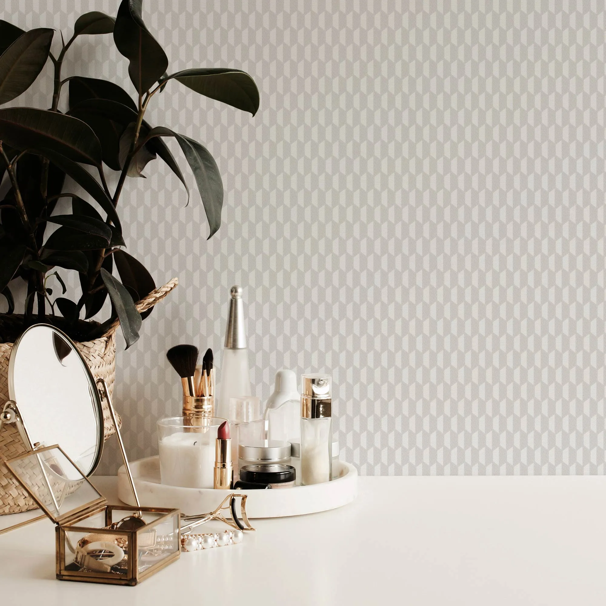 White Embossed Wallpaper – Honeycomb Dimension (23208-1) White Embossed Wallpaper – Honeycomb Dimension (23208-1)