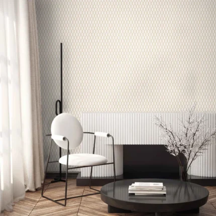 Beige Embossed Wallpaper – Honeycomb Grid (23208-2)