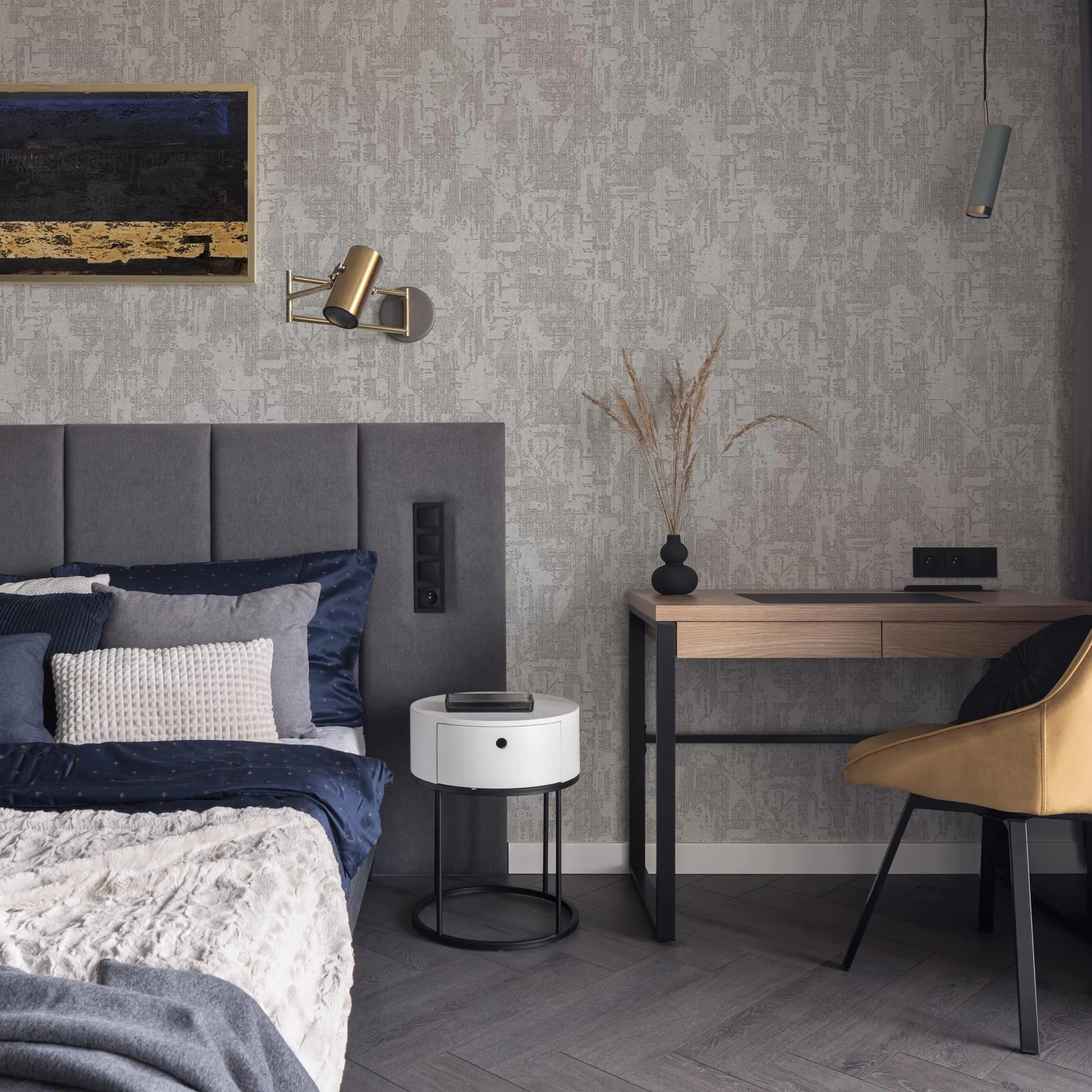 Gray Embossed Wallpaper – 3D Textured Light Reflection (23212-3) Gray Embossed Wallpaper – 3D Textured Light Reflection (23212-3)